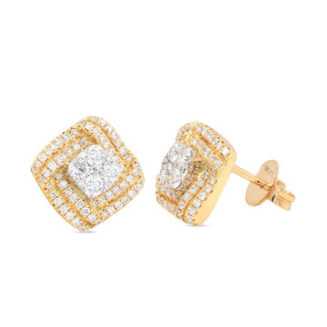 Square Spiral cluster Diamond Earrings