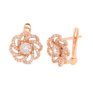Rose gold Floral Diamond Earrings