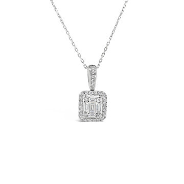 Baguette halo Diamond Necklace