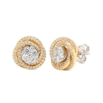 Two Tone Diamond Spiral cluster Earrings