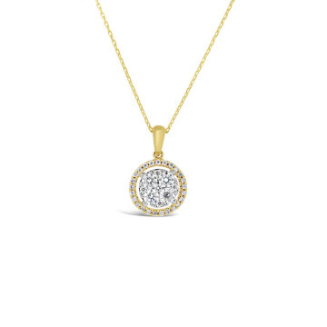 Two Tone cluster halo Diamond Necklace