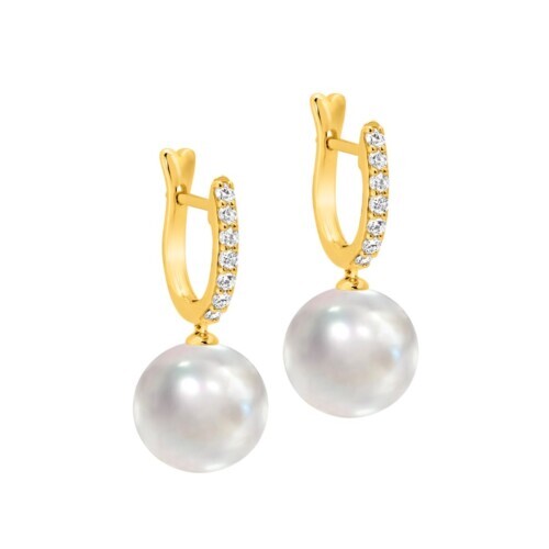 South Sea Pearl & Diamond Huggie Earrings