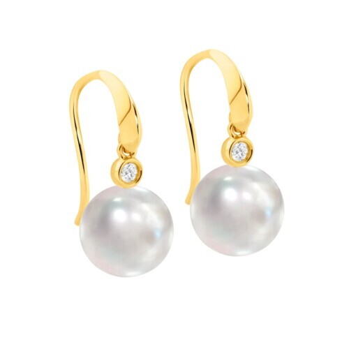 South Sea Pearl & Diamond Drop Earrings