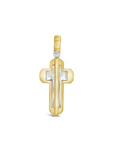 Cross pendant - 14k Two tone 