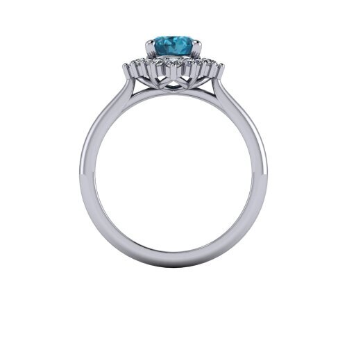 London Blue Topaz Halo Ring - KT Jewellery