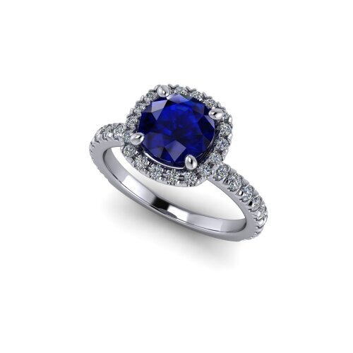 Sapphire Halo diamond ring - KT Jewellery